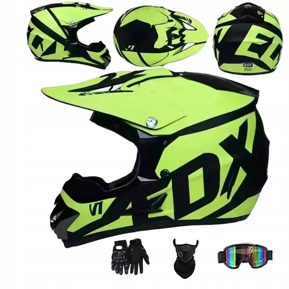 Motocyklová Přilba Lehká Enduro Quada Brýle Rukavice Maska XL