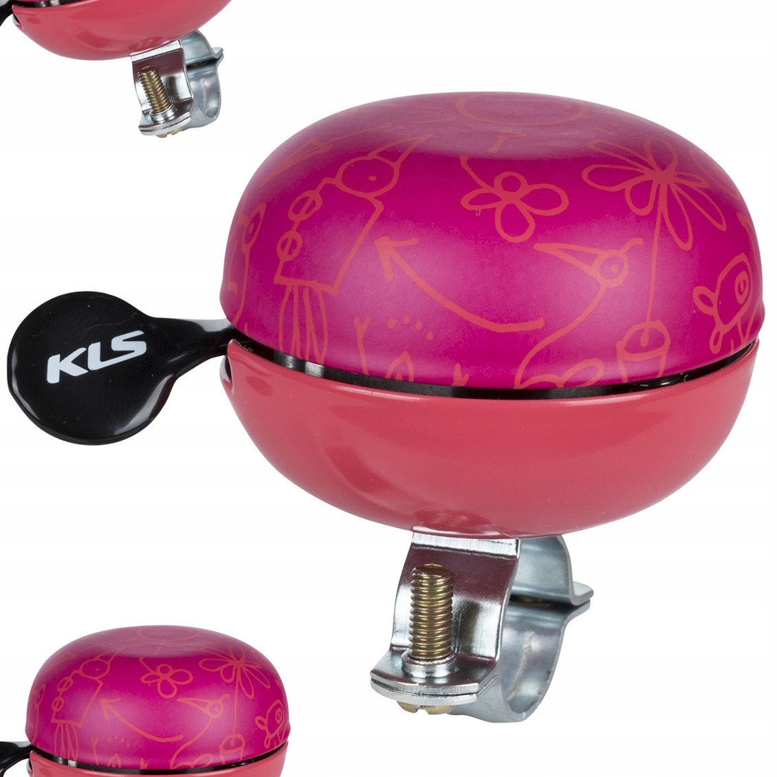 Dzwonek Rowerowy Stalowy 60 MM Kellys Bell Doodles Pink