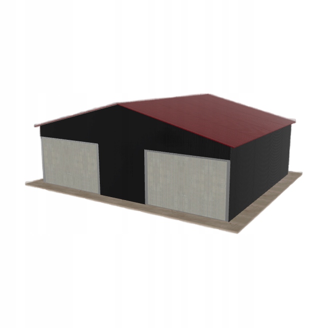 Plechová garáž 8x6.5 m dvoupolohová, dvoupolohová, černá