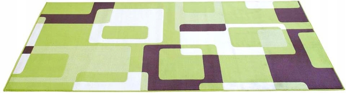 Moderný koberec 200 x 290 cm do obývačky, zeleno krémový s mäkkými vlasmi