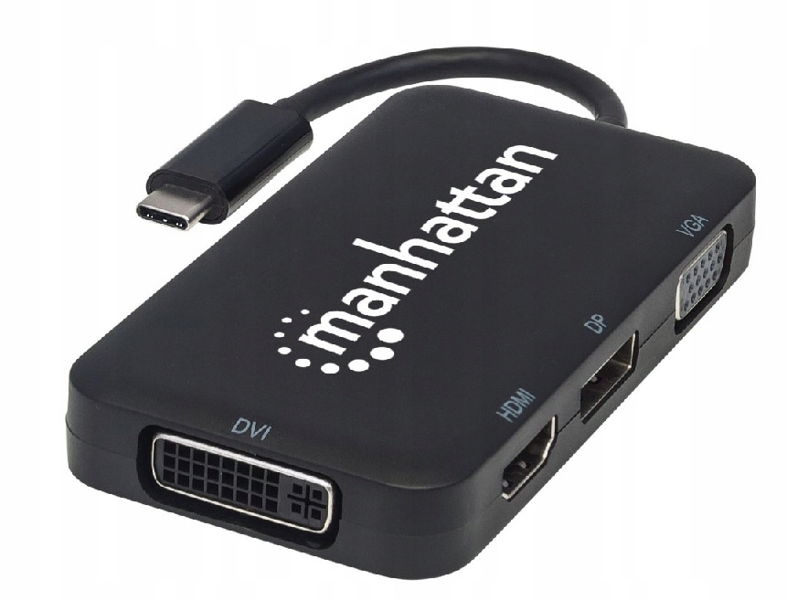 Adapter Av multiport Usb-c 3.1 na Hdmi/dp/dvi/vga 4K60Hz M/f Manhattan
