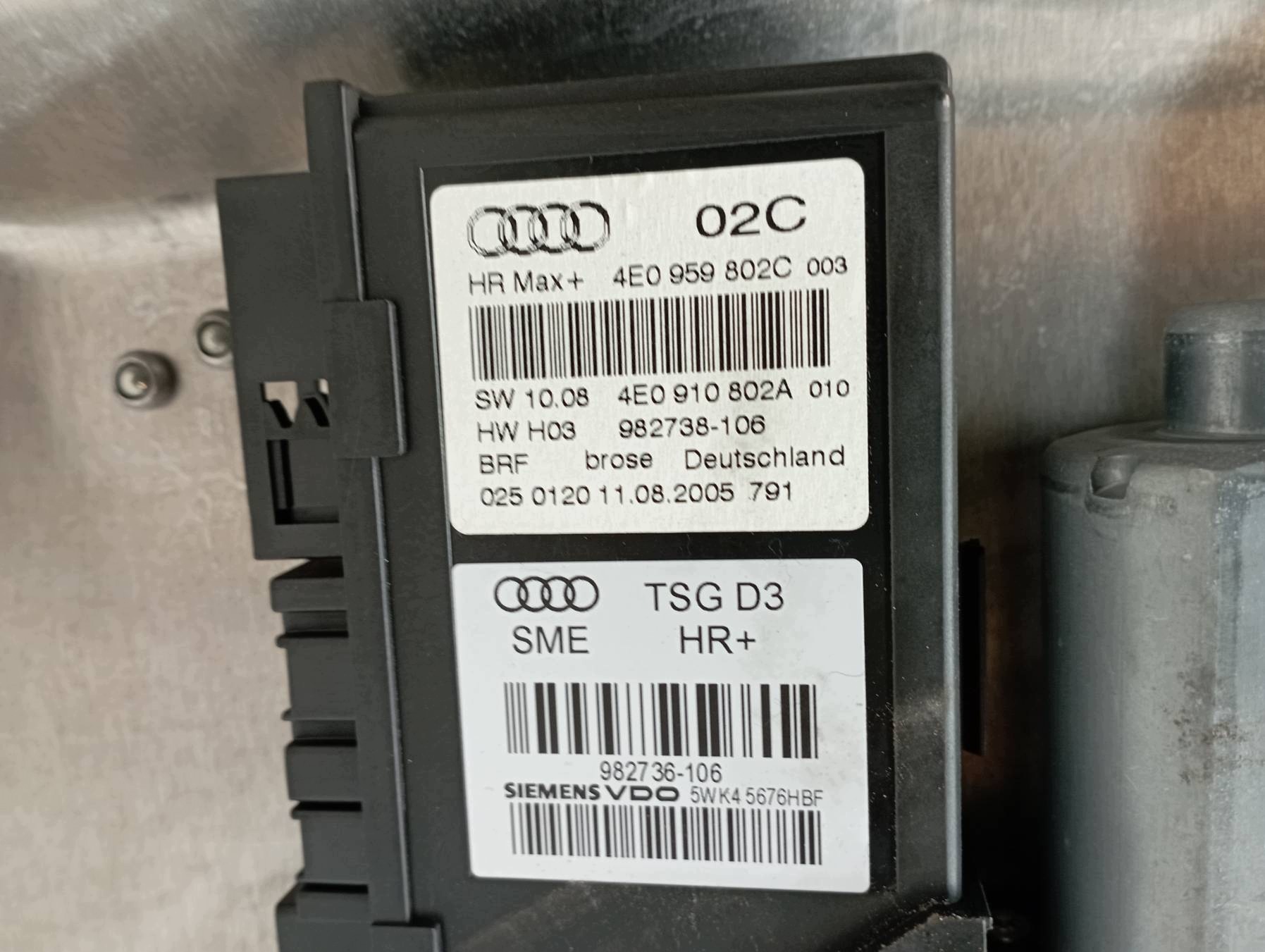 mechanism windows right rear part 4E0839850 4E0959802C Audi A8 II (2002-2010) D3
