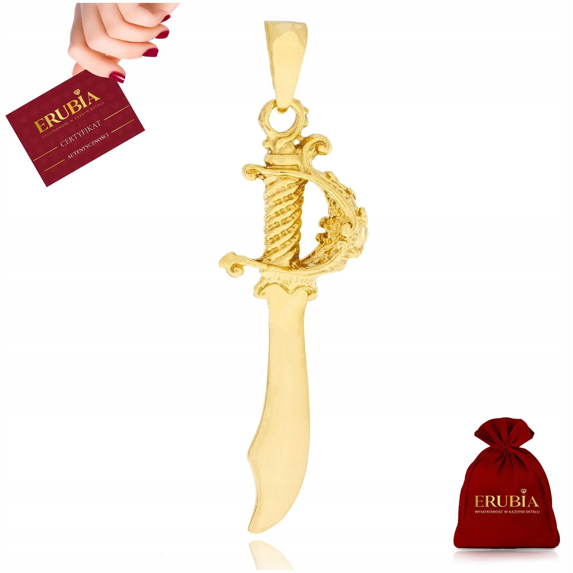 Pozlacený Přívěsek Pro Muže Meč Dýka Kordeláč K Řetízkům Stříbro 925