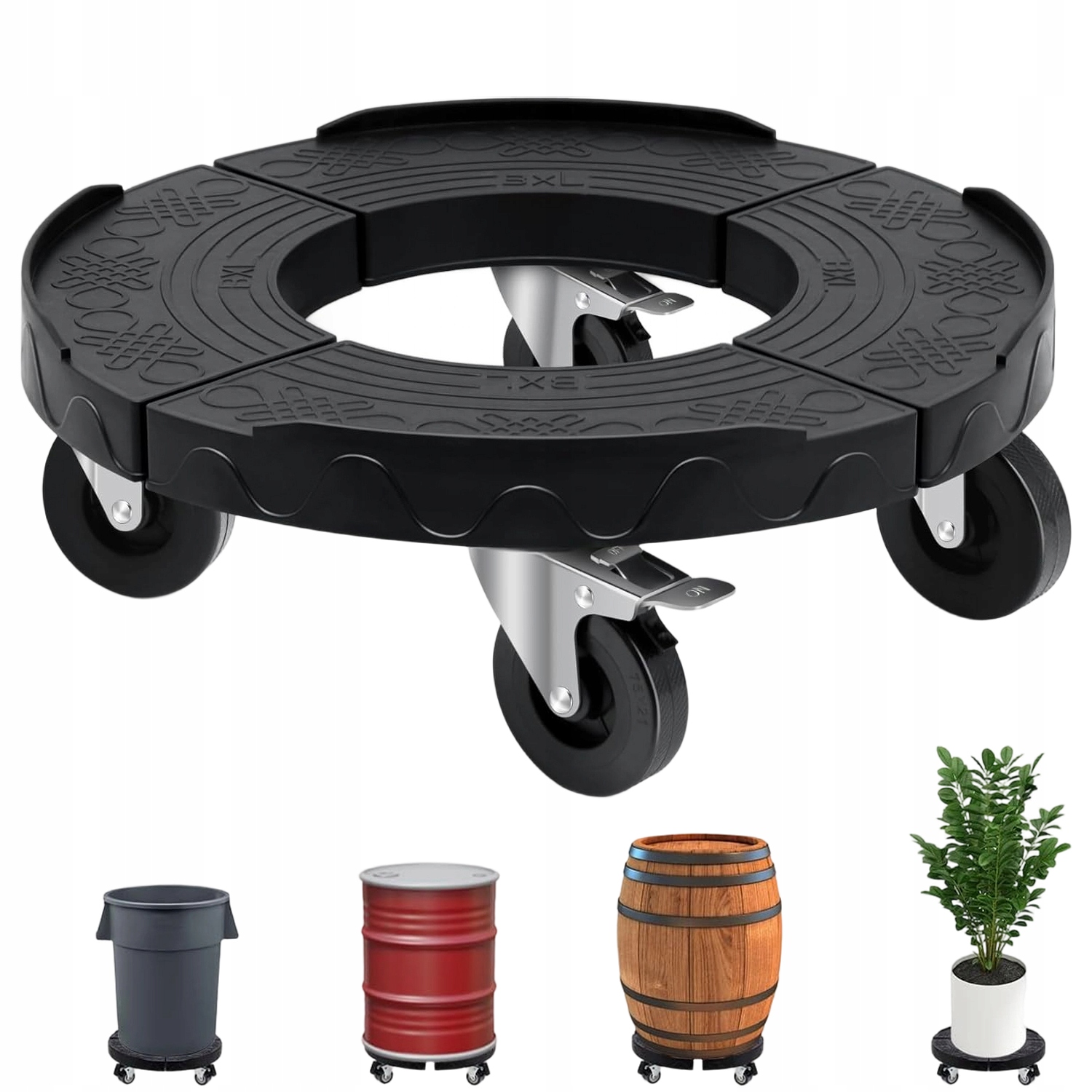 Podstavec Pod Květináč Na Kolečkách Nastavitelný 38-48 CM, Kulatý, Ocelový, 220 Kg