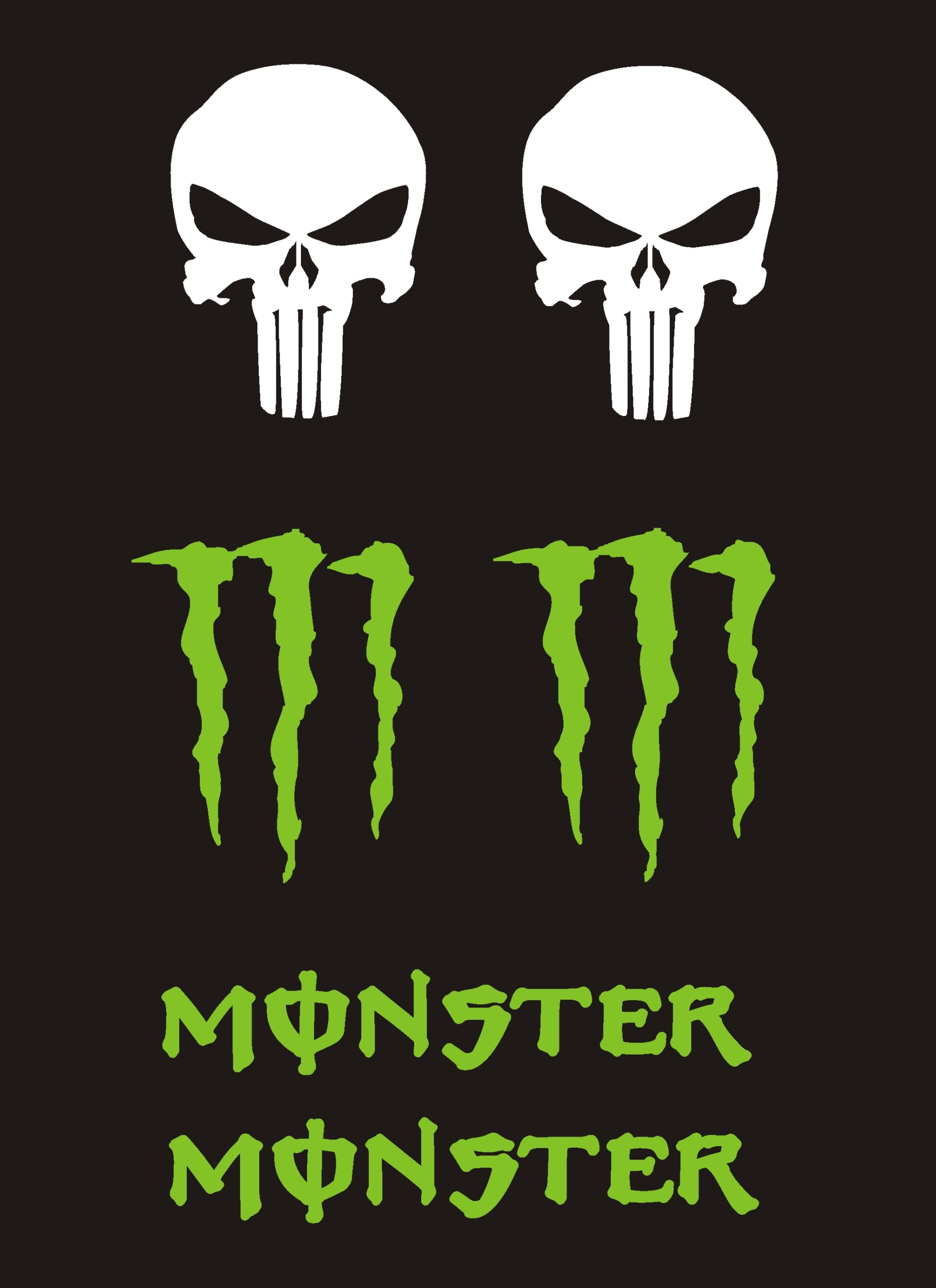 MONSTER PAZURY PUNISHER Naklejki Quad 13-11 KOLORY