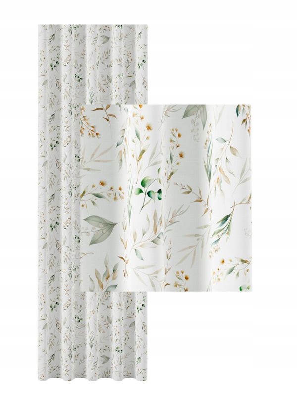 Závěs Bílý Květ Listy Jaro Voděodolná páska na žabky Háček Š140x240