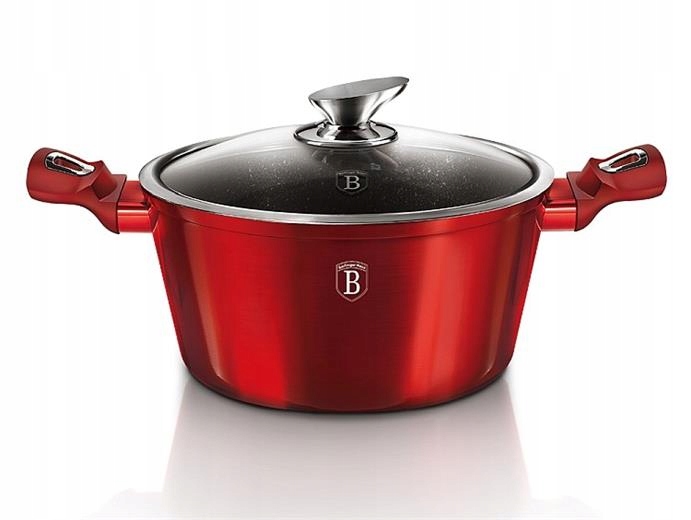 Hrnec Berlingerhaus s mramorovým povrchem a poklicí 20 cm Burgundy Metallic