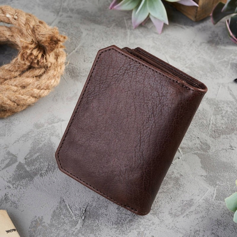 SKÓRZANY PORTFEL DAMSKI Z OCHRONĄ RFID BRĄZOWY Płeć kobieta