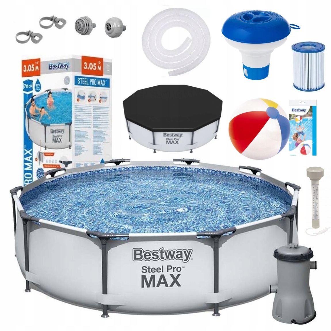 

Basen Stelażowy Ogrodowy Bestway 305x76 Pompa 11w1