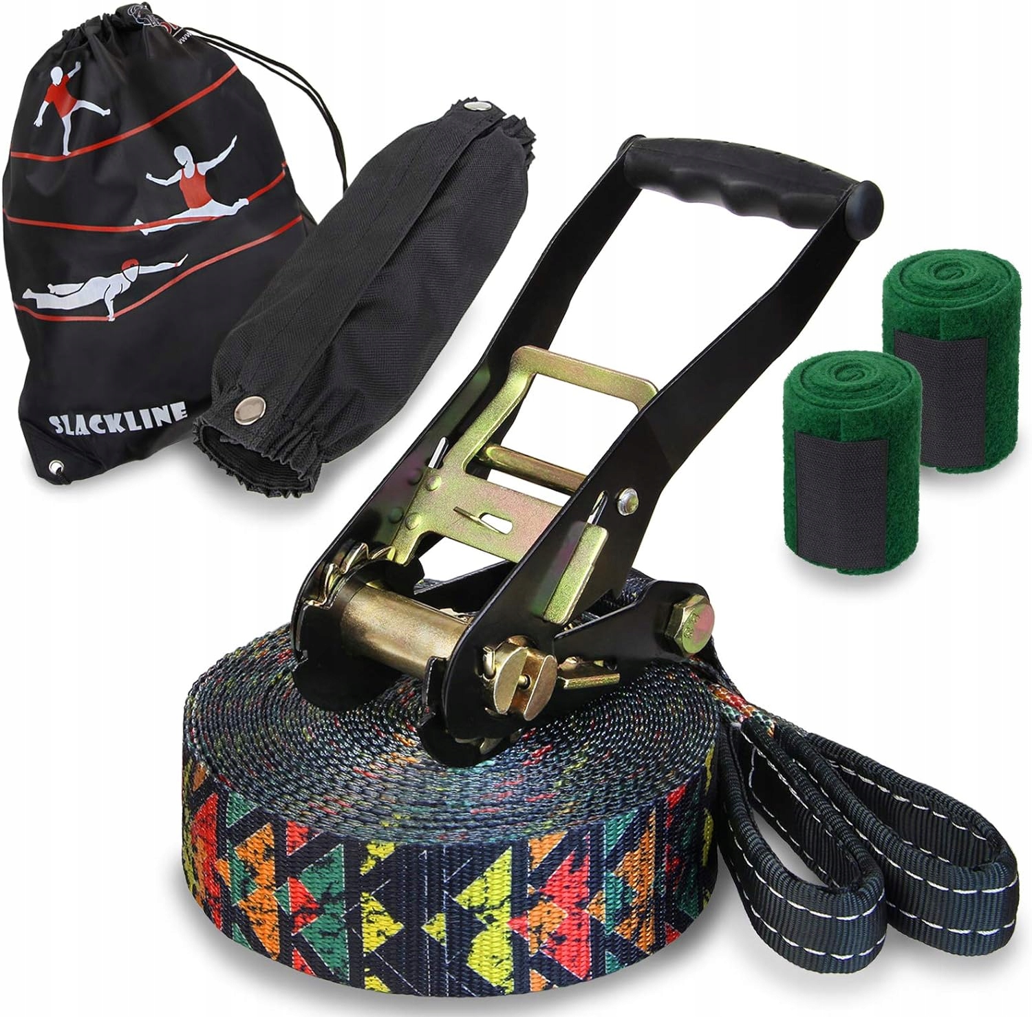 ZESTAW DO CHODZENIA PO LINIE SLACKLINE DO ZAWIESZENIA NA DRZEWIE DO OGRODU