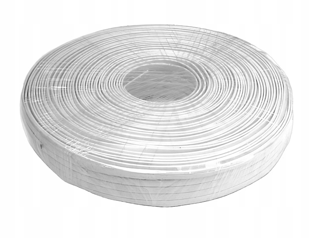 Przewód kabel telefoniczny płaski Cu 6Ż biały rolka 100m