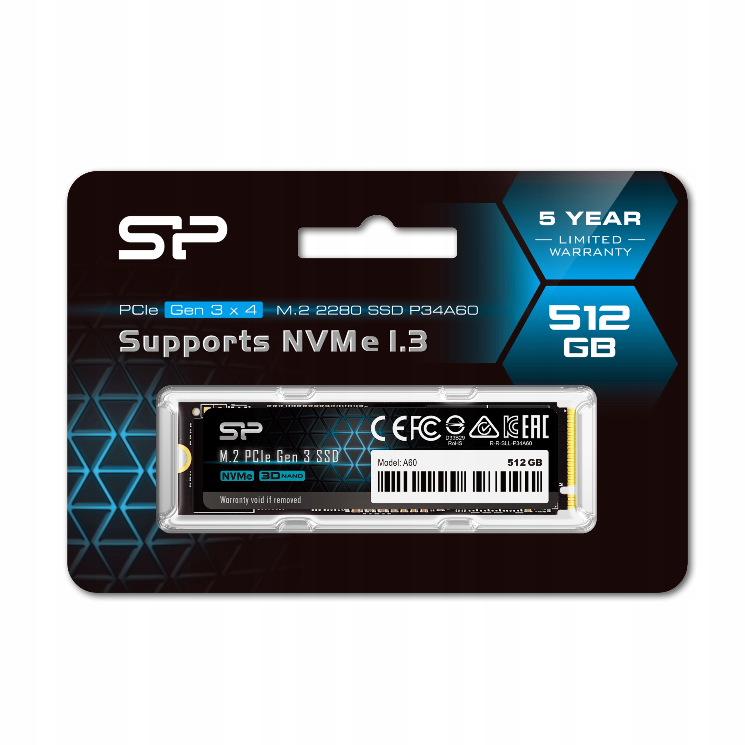 Dysk SSD Silicon Power A60 512GB M.2 PCIe 2200/1600 MB/s NVMe