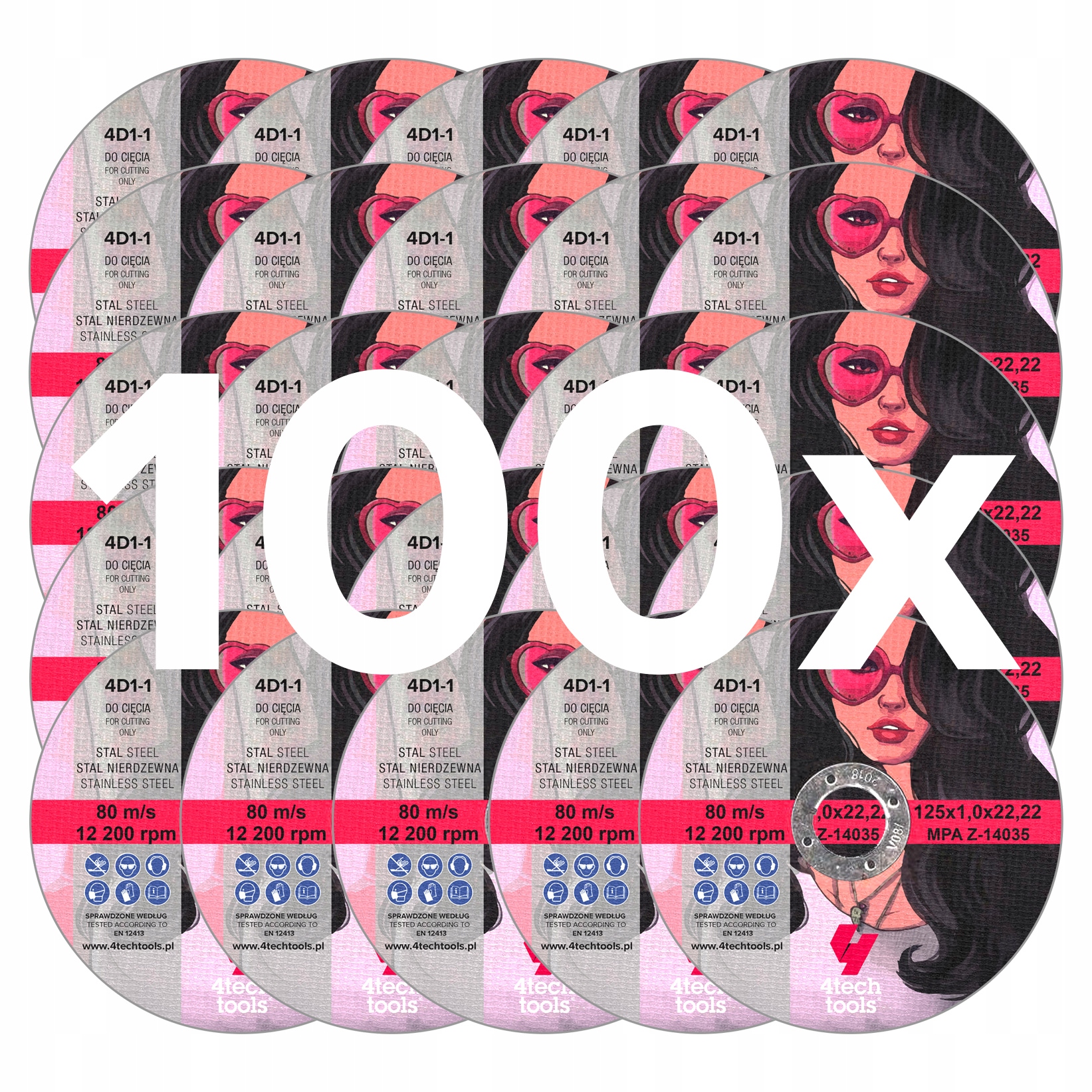 Tarcza Do Cięcia Metal Stal Inox Flex 125 x 1,0 mm zestaw 100szt 4techtools