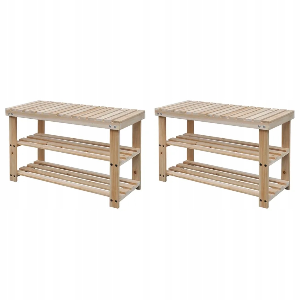 Dřevěná polička na boty 2 v 1 s lavicí, hnědá, 70x29x45 cm, 60 kg