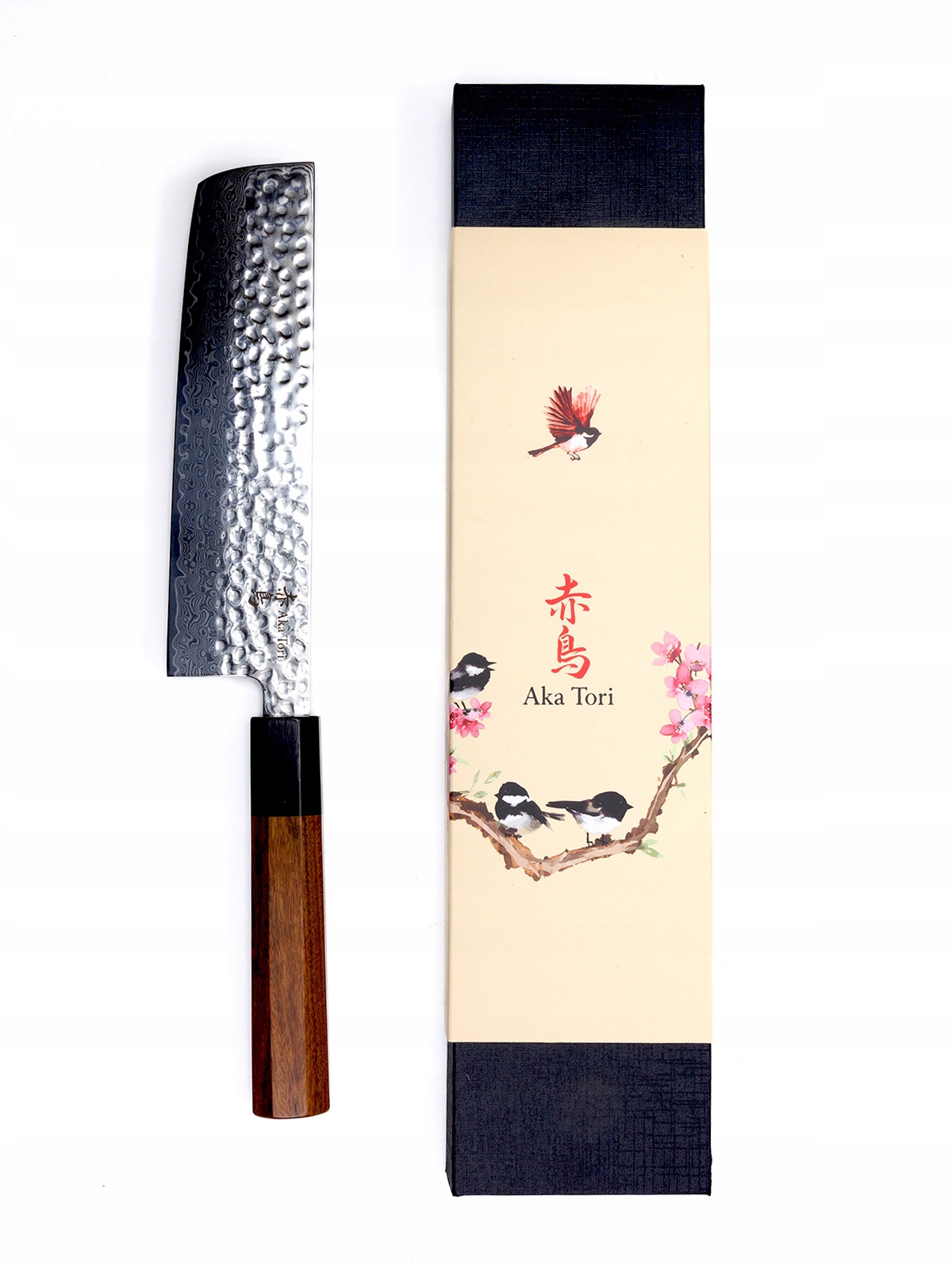 Japonský nôž šéfkuchára Aka Tori Nakiri Damašková oceľ TokyoHammer 18 cm