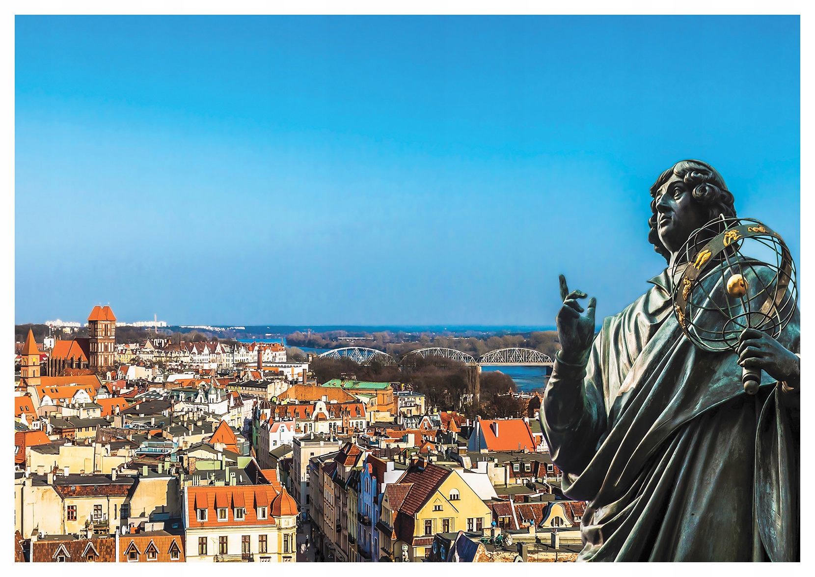 Vliesová fototapeta Koperník a Krakov hnědý lesk města 350x250 lepidlo