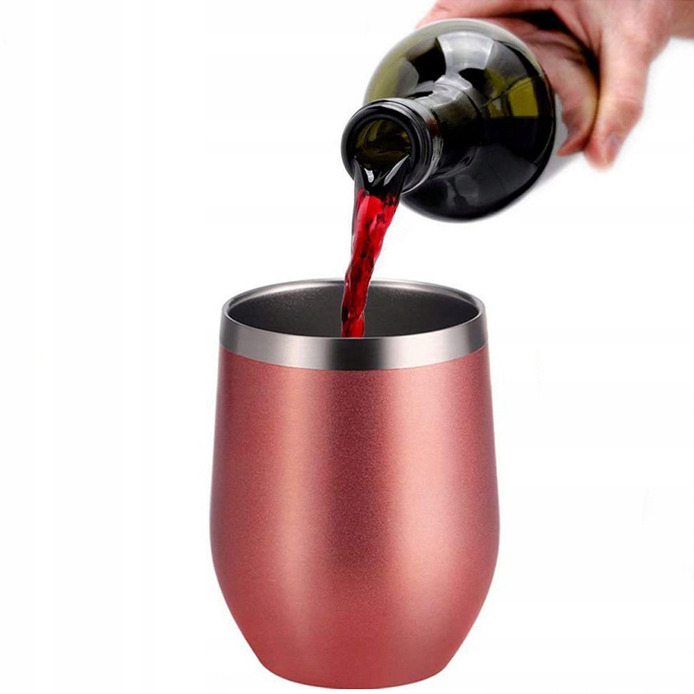 IZOLOWANY KUBEK NA WINO ZE STALI NIERDZEWNEJ, KUBEK NA KAWĘ Z POKRYWKĄ Liczba elementów w zestawie 2