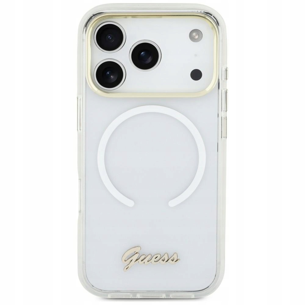Pouzdro Guess IML Gradient Script Metal MagSafe pro iPhone Air, bílé