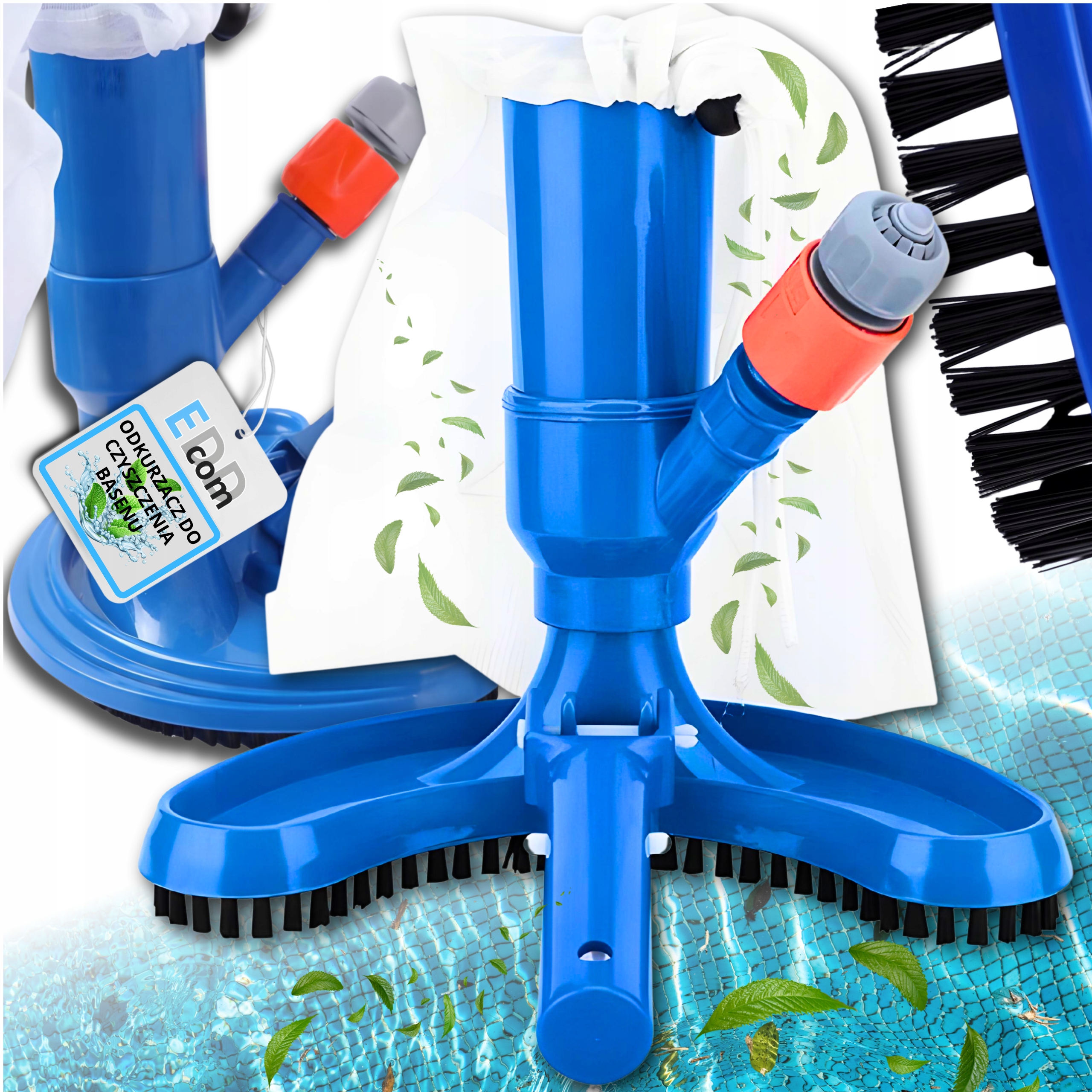 ODKURZACZ BASENOWY DO DNA BASENU ZESTAW DO CZYSZCZENIA BASENU SIATKA FILTR
