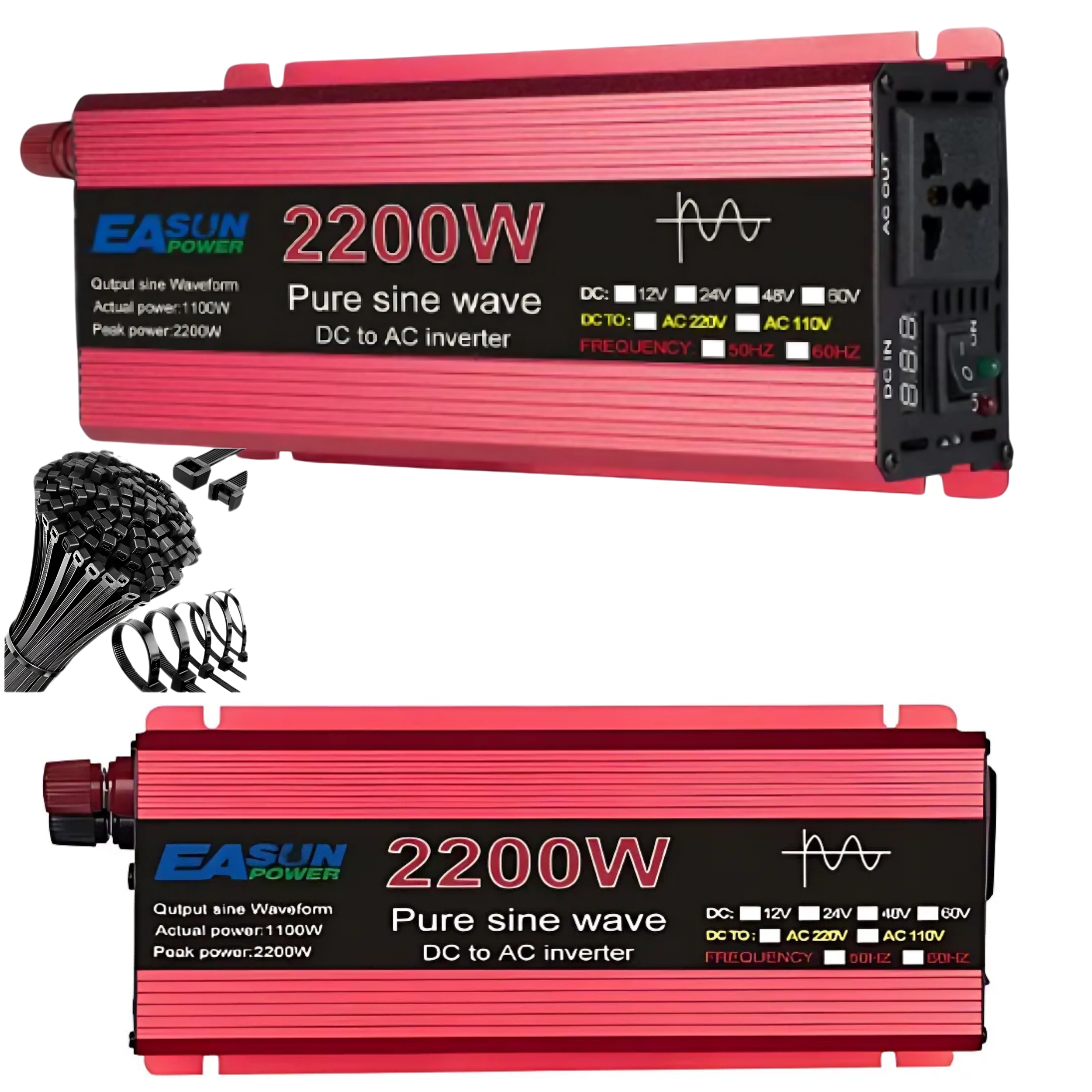 PRZETWORNICA 24V 230V 2200W NAPIĘCIA DO TIRA CZYSTA SINUSOIDA SINUS