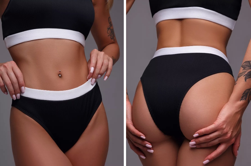 STRÓJ KĄPIELOWY DWUCZĘSCIOWY BIKINI SZEROKIE RAMIĄCZKA WYSOKIE MAJTKI / L Płeć kobieta