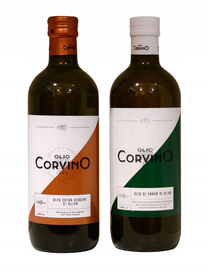 Oliwa z oliwek Extra Virgine Corvino 1litr i oliwa do smażenia Sansa 1litr