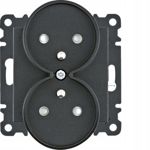 

Gniazdo Podwójne z uziemieniem Czarne Lumina hager