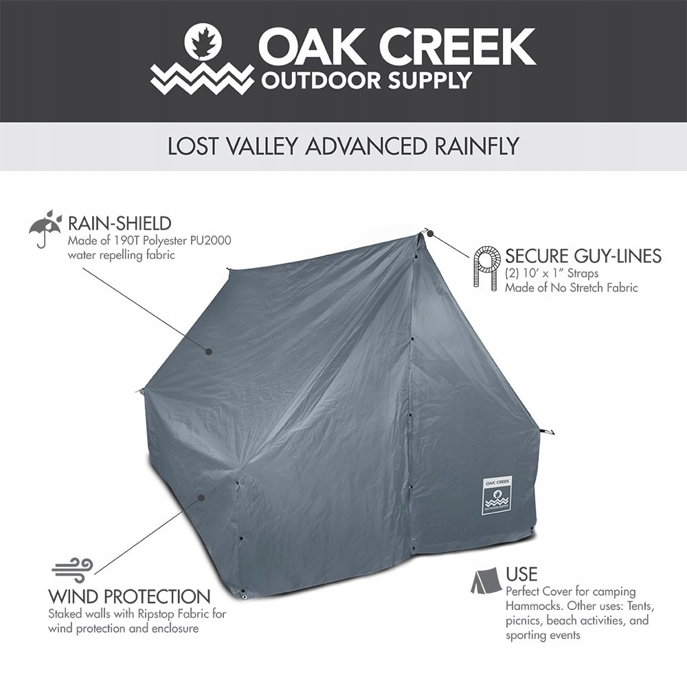 OAK CREEK Outdoorowa Wodoodporna Płachta Szara Lekka Ochrona Przed Deszczem — miniatura 5