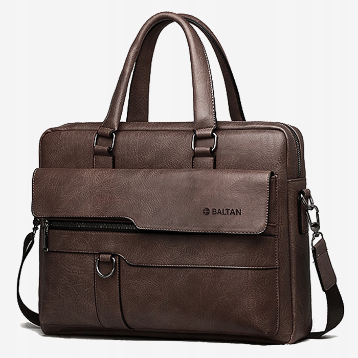 Torba Aktówka Biznesowa Męska Baltan Eco Skóra Na Laptopa 15,6'' cala Brąz