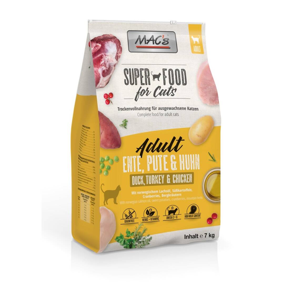Levně MAC's Cat Adult Suché Krmivo Pro Kočky 7 kg Kachna Krůta Kuře