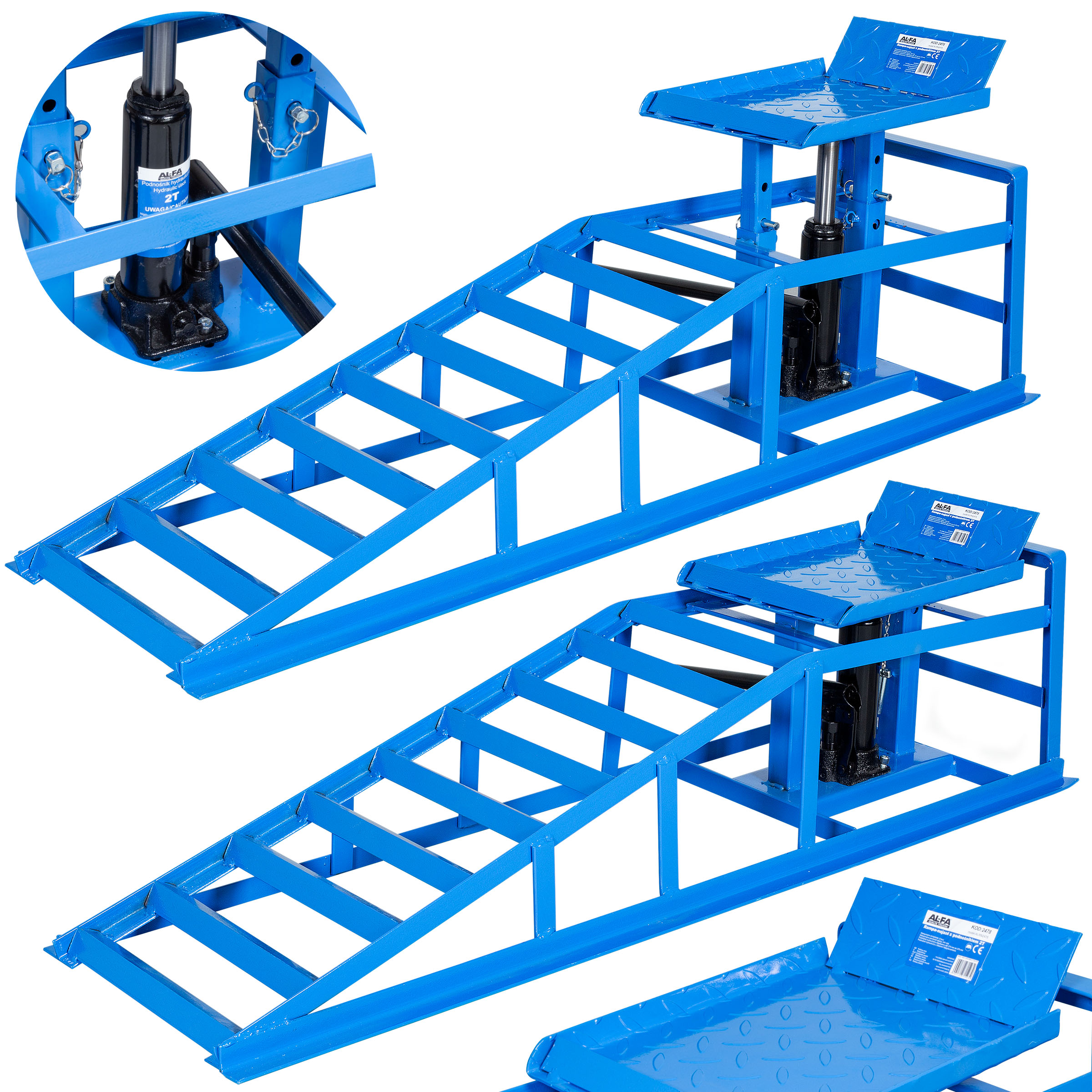 Nájazdová rampa s hydraulickým zdvihákom 2000 kg 2t dielenské rampy