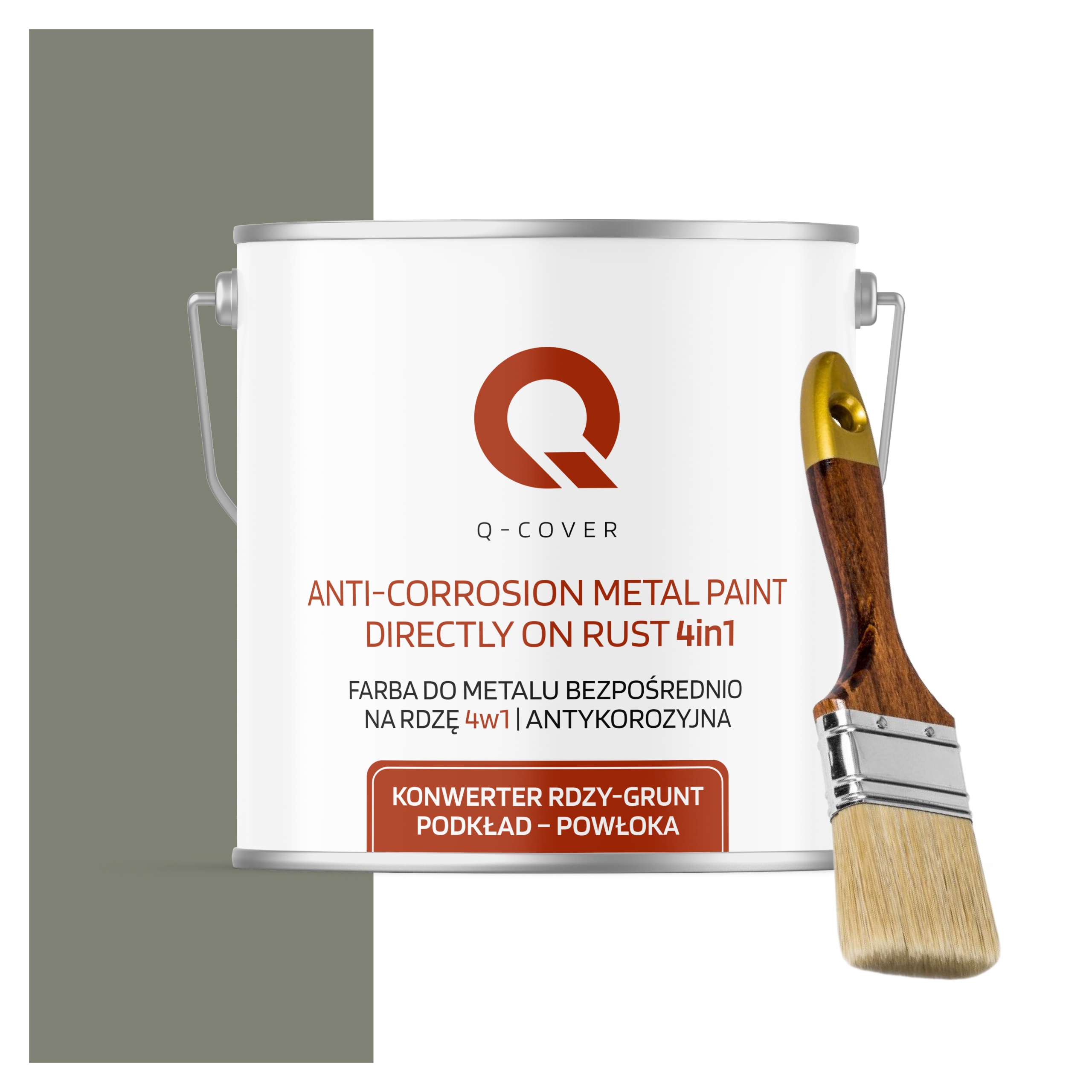 Farba na kov Antikorózna 5L Saténová Farba Cementová Šedá Štetec