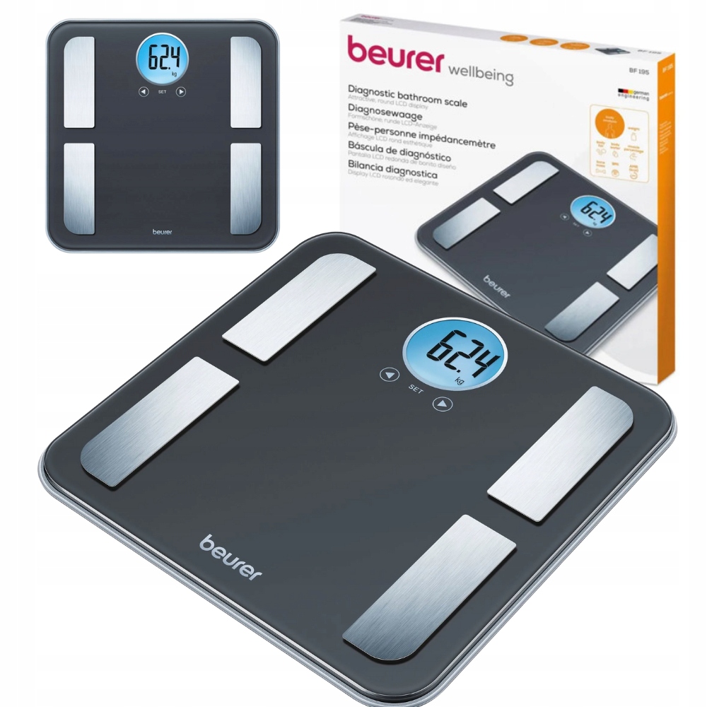Diagnostická koupelnová váha Beurer Bf 195 LCD displej pevné Sklo