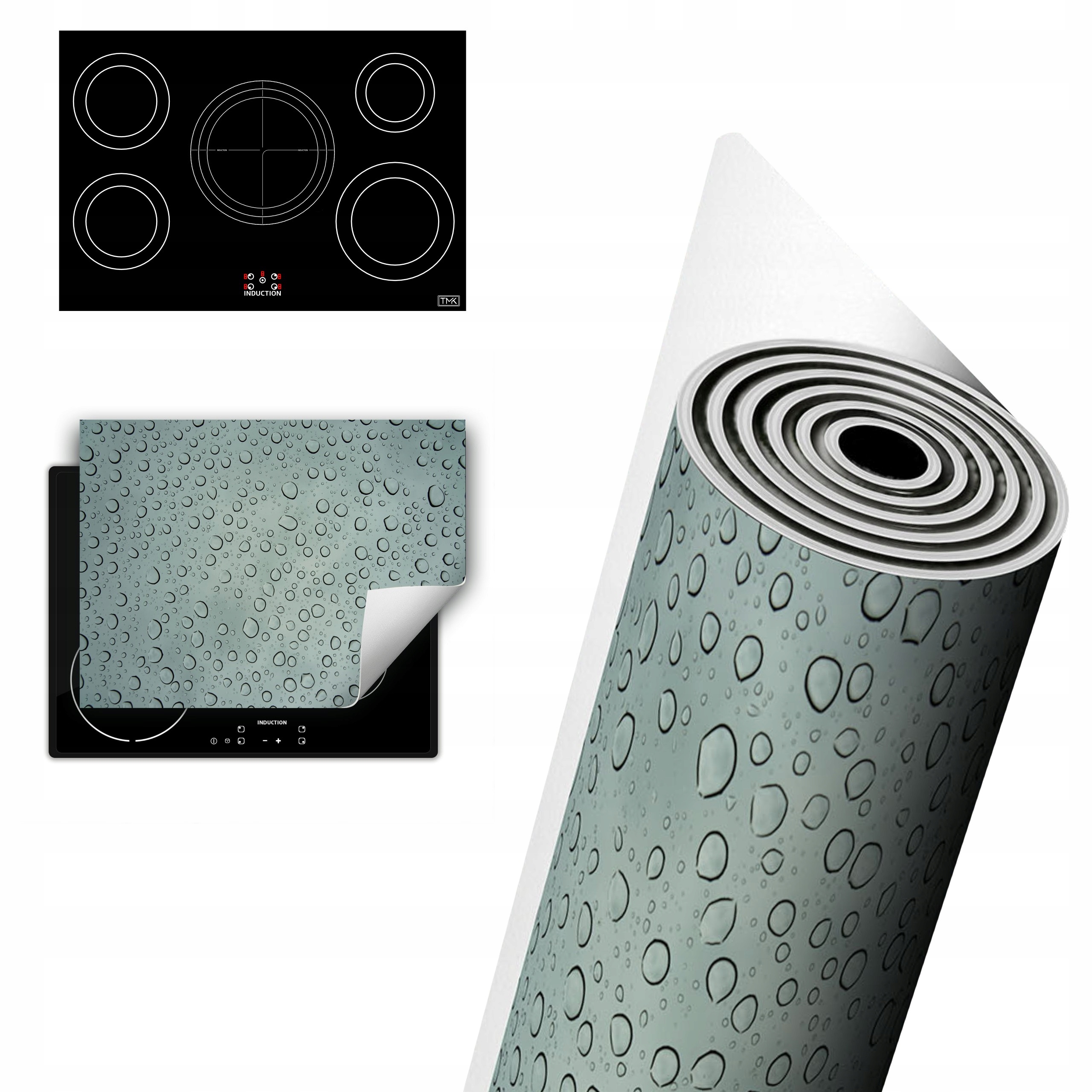 Vinylová Ochrana Na Indukci Deska 80x52 šedá kapky