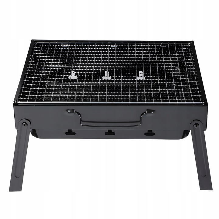 GRILL SKŁADANY TURYSTYCZNY WALIZKA PRZENOŚNY OGRODOWY WĘGLOWY + SZCZYPCE Szerokość grilla 27 cm