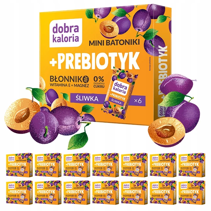Zdrowe Mini Batoniki Prebiotyk Śliwka Dobra Kaloria Śliwkowe 0% cukru
