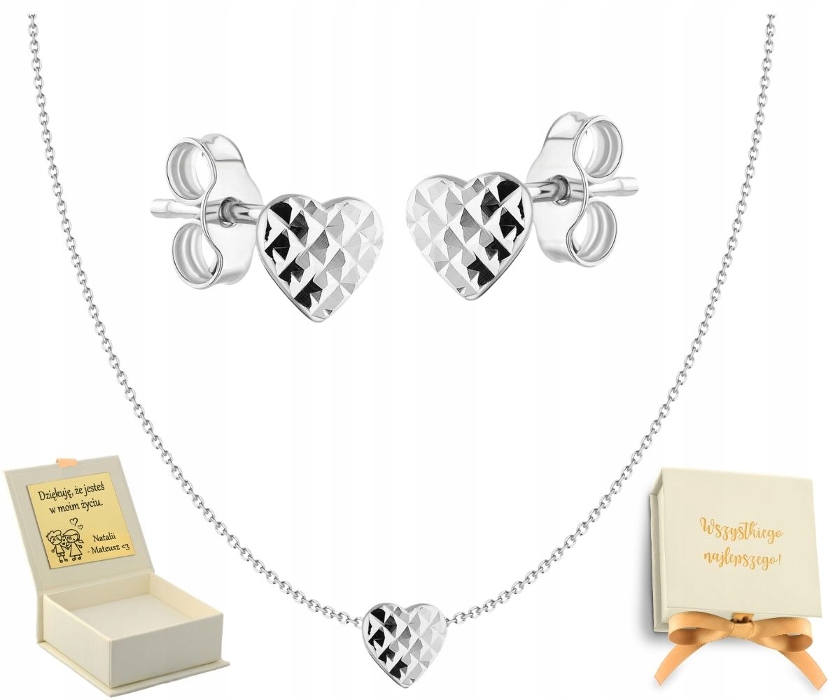 Sada Šperků Sada Náušnice Náhrdelník Srdce Diamantové Měnící Se