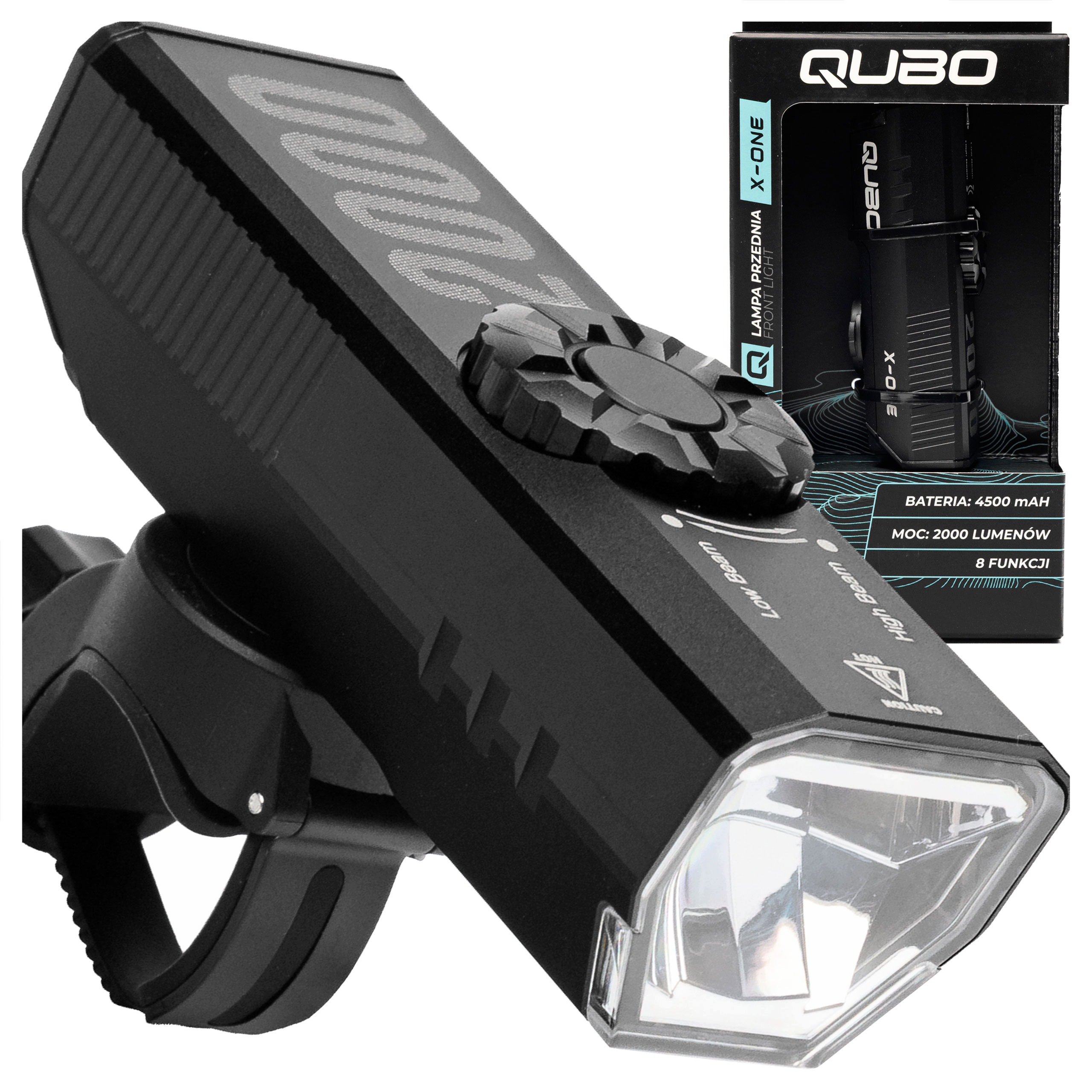 Přední Světlo Na Kolo Qubo X-one 2000 lm 8 Funkcí 4500 mAh Nabíjecí Usb