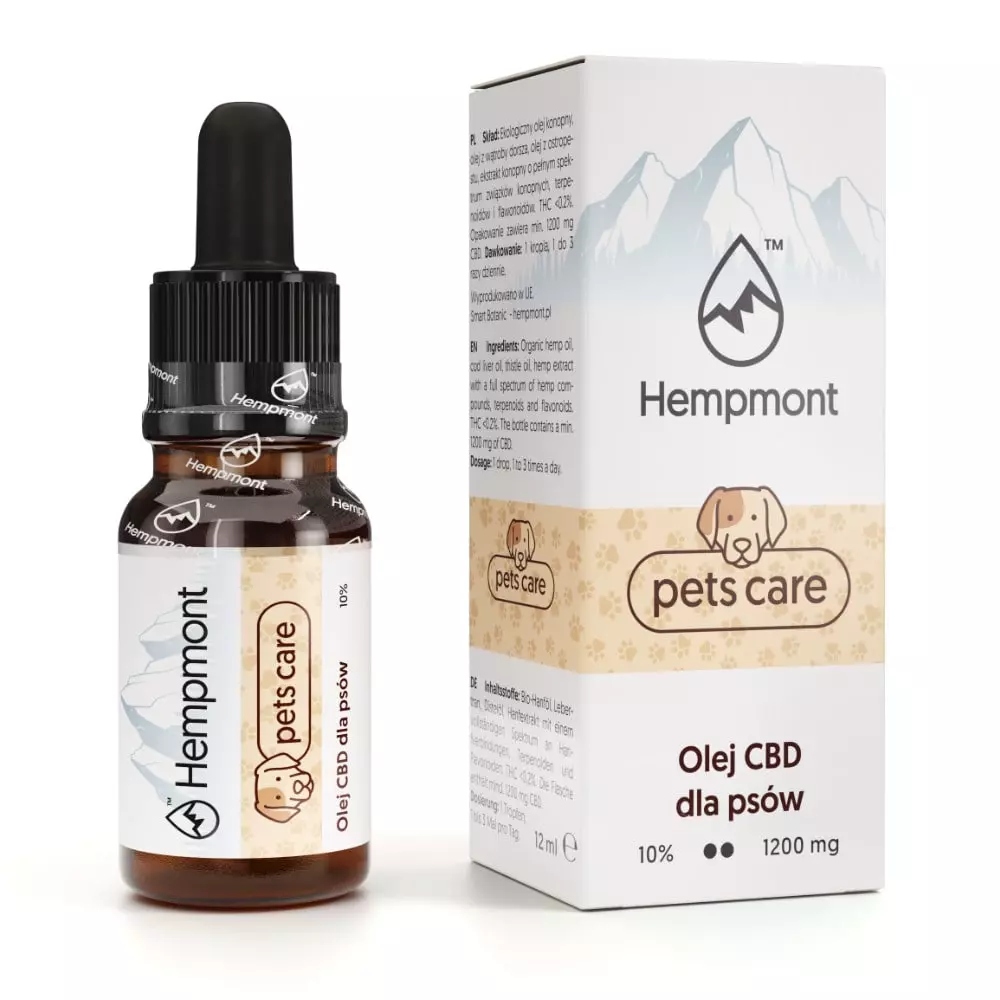 Levně Cbd konopný olej pro psy 10% 1200 mg, Hempmont Pets Care – 12 ml