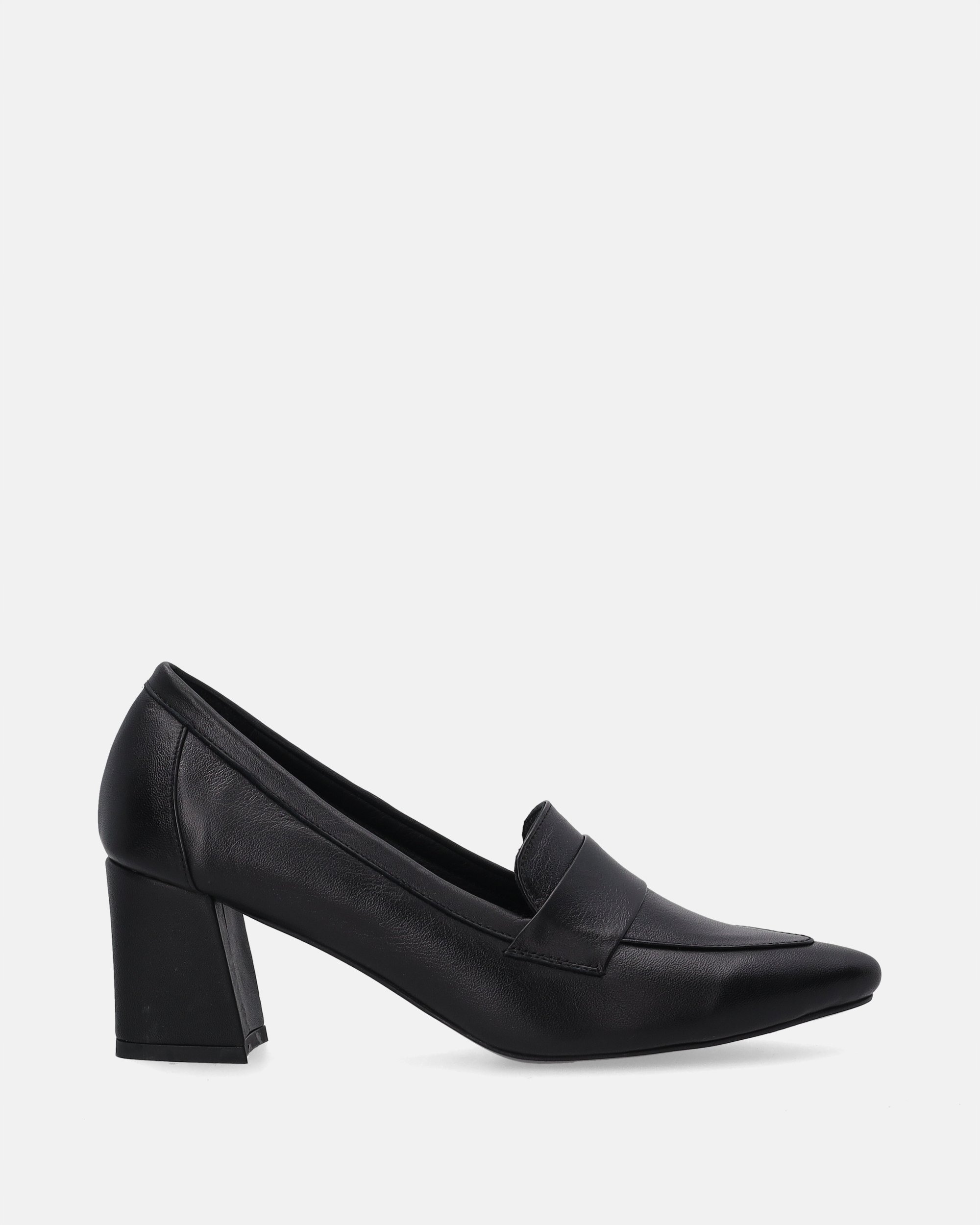 Venezia Czarne loafersy damskie ze skóry naturalnej na obcasie rozmiar 39