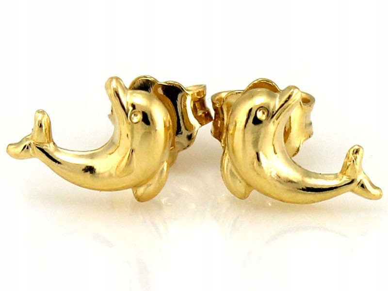 Zlaté Náušnice s delfínem 585 0,85 g jako dárek pro ni 14 karátů