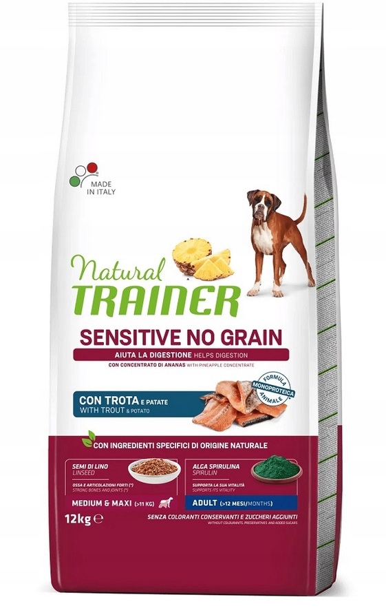 Levně Trainer Natural Sensitive No Grain Medium Maxi Adult se pstruhem 12kg
