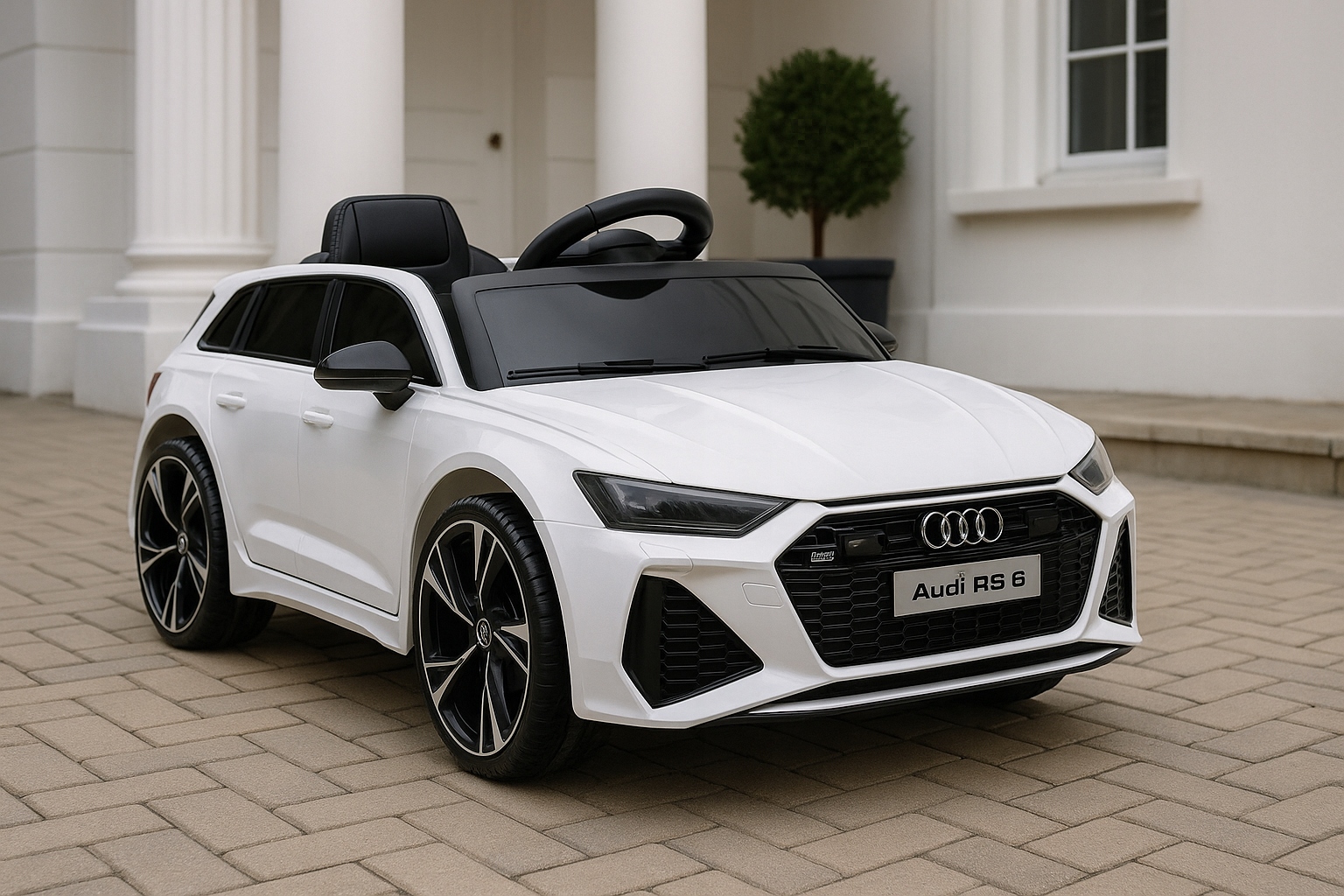 Auto akumulator 4x4 100W skóra pilot EVA samochód dzieci AUDI RS6 biały