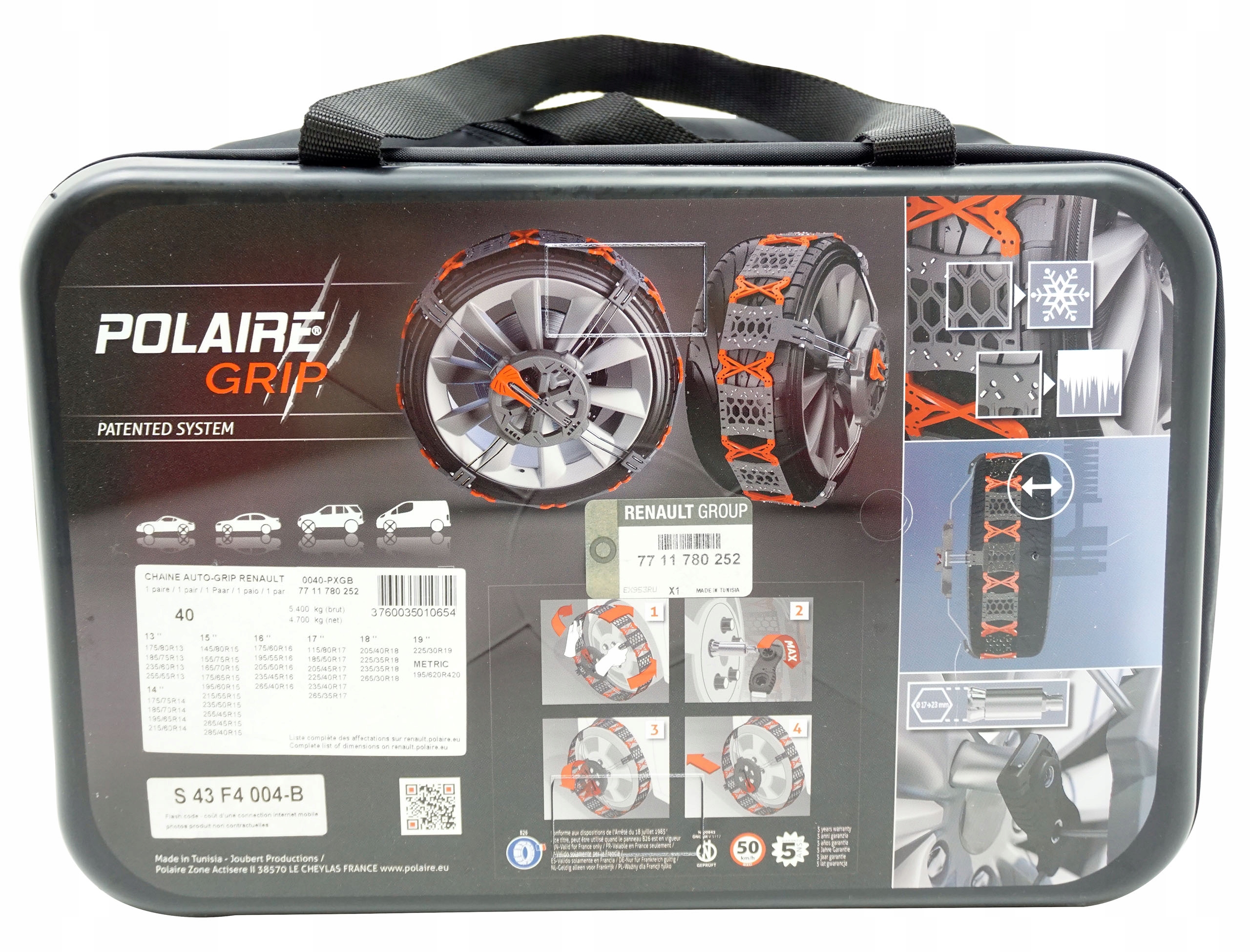 Renault Łańcuchy Śnieżne POLAIRE OE 7711780252