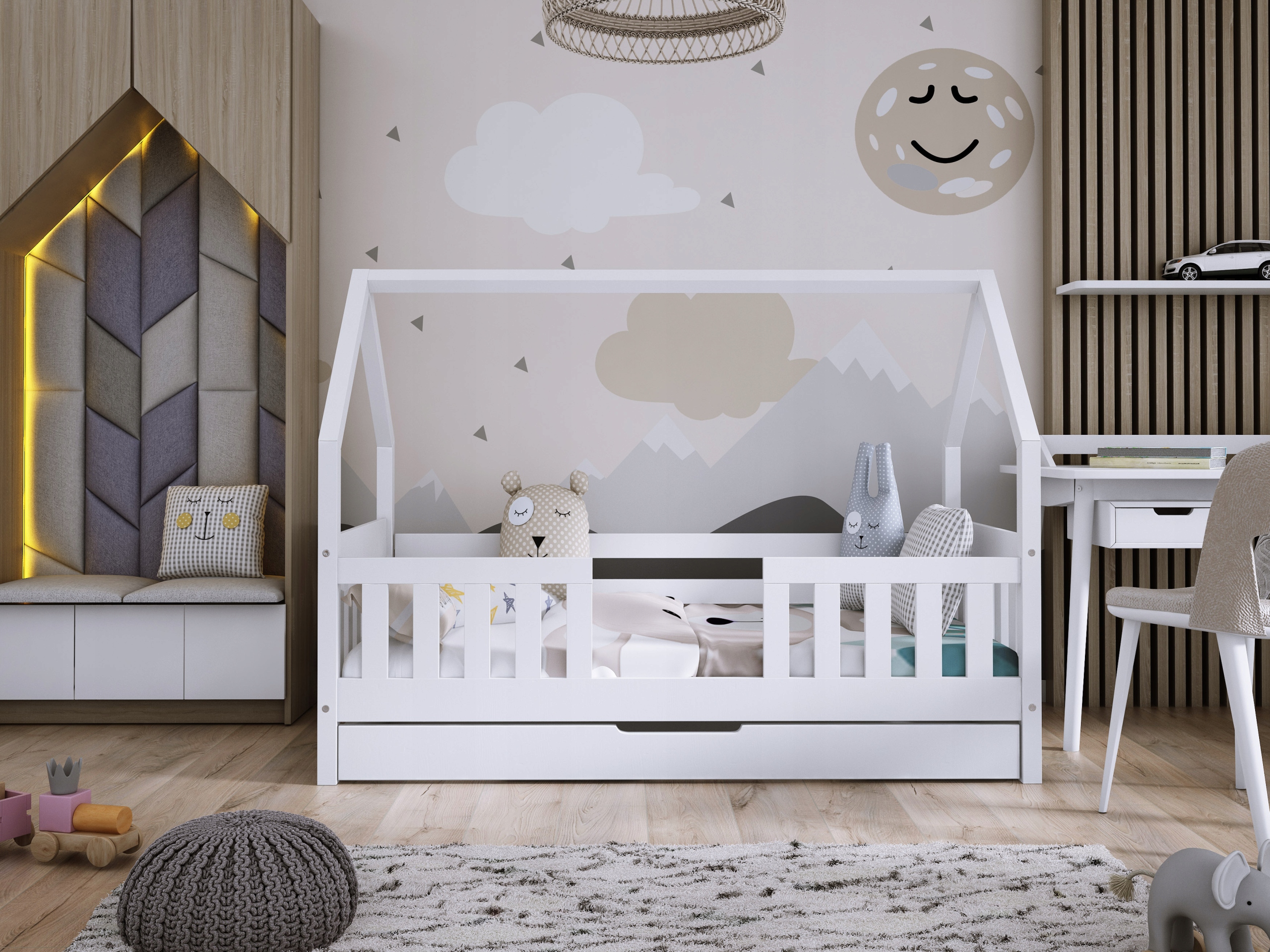 Łóżko dziecięce Domek Dyzio 160x80 szuflada