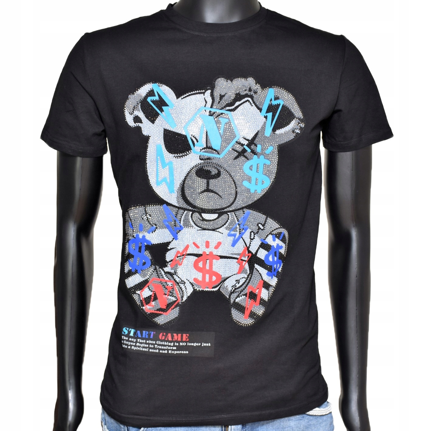 T-SHIRT SLIM KOSZULKA BŁYSZCZĄCA TEDDY MIŚ M
