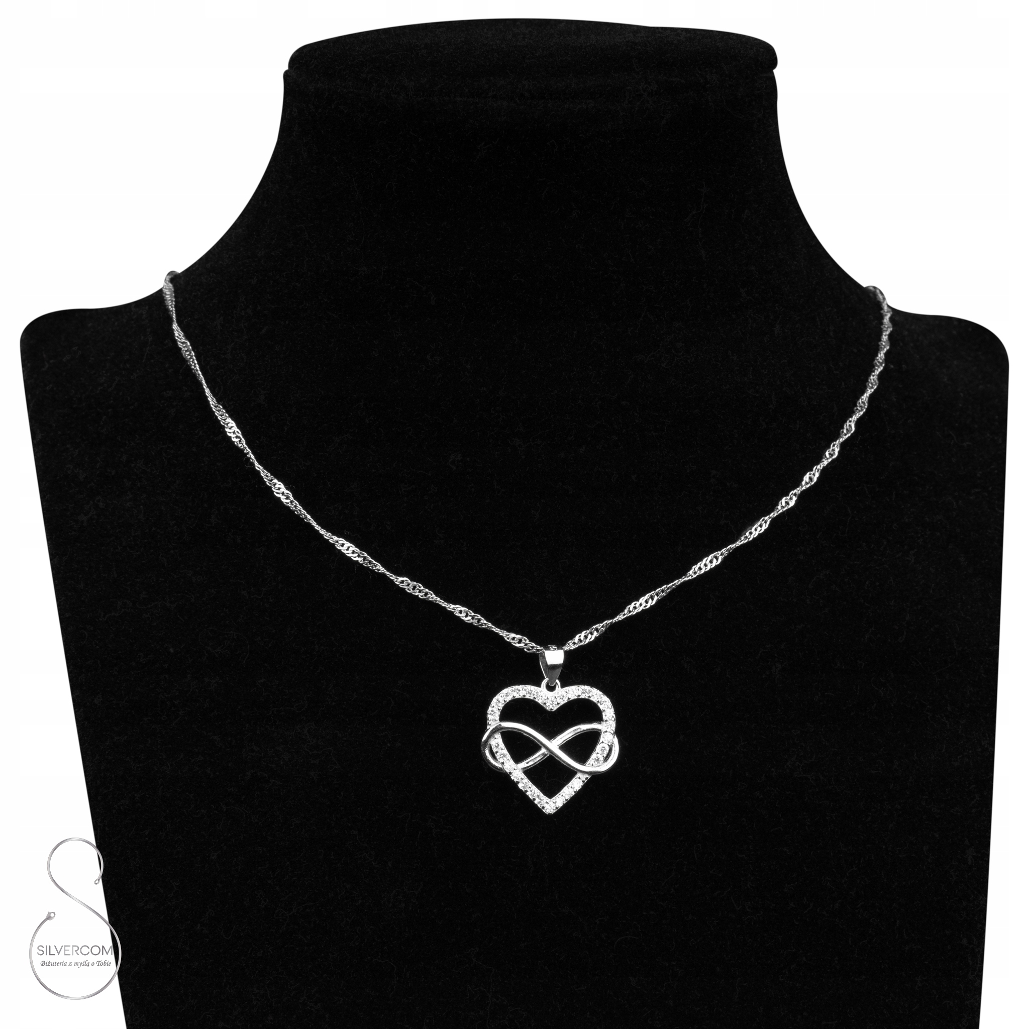 Stříbrný Náhrdelník Srdce Znak Nekonečna Infinity Zirkony Jako Dárek