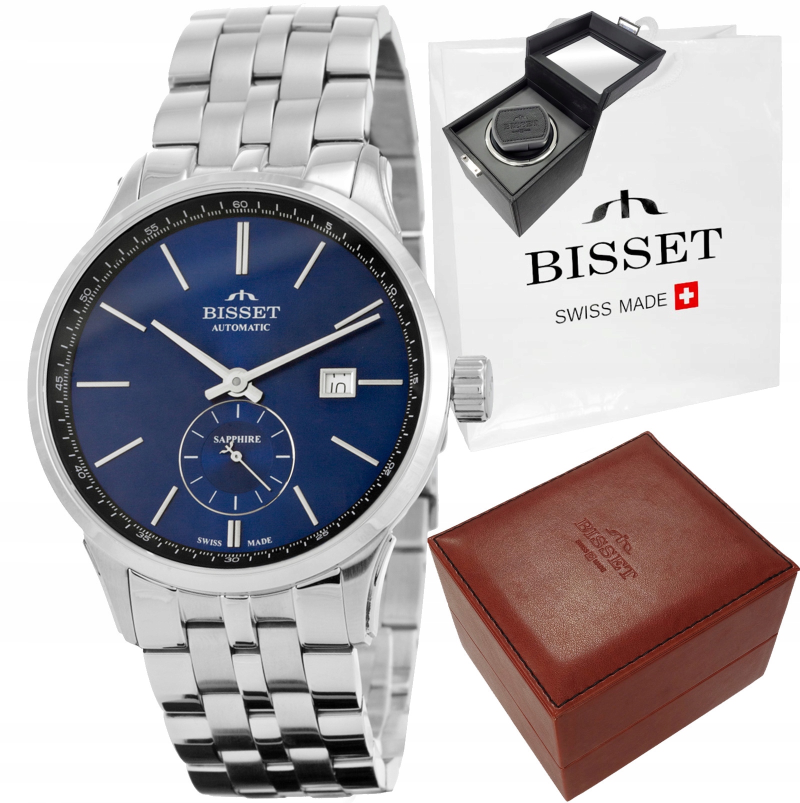 Švýcarské pánské hodinky Bisset Amber automatické sklo Rotomat