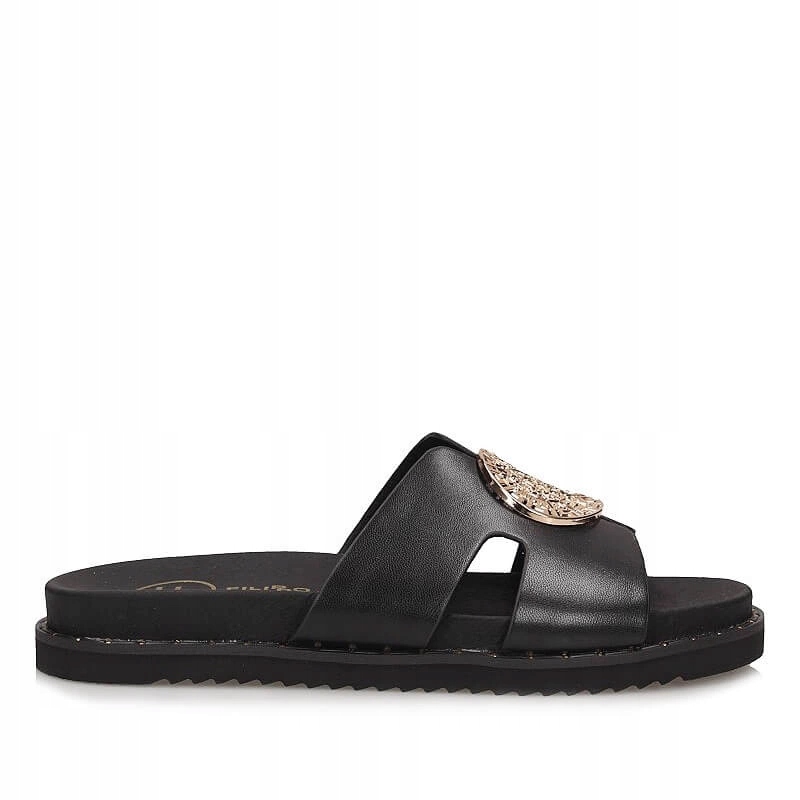 Nazouváky pantofle Filippo DK7050/26 Bk černé, nazouvací, kožené