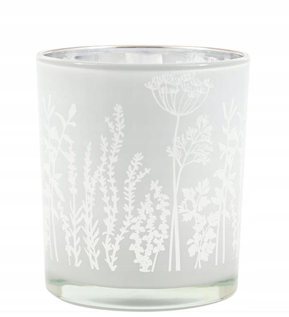 

Świecznik Szklany Biały 10x9TEALIGHT Kwiaty Polne